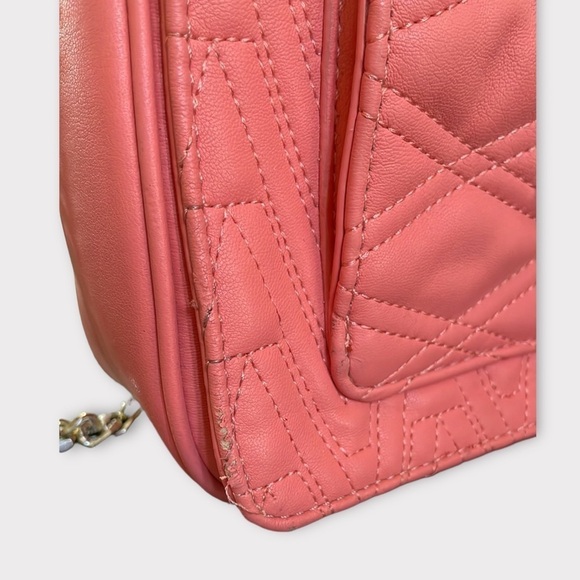 Versace Jeans Pink Leather Shoulder Bag Quilted Front Silver Locking Clasp Purse - Picture 10 of 15